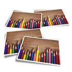 4x Naklejki prostokątne - Kolorowe ołówki Zabawa dla dzieci Przedszkole #44675