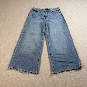 Banana Republic Wide Leg Jean Women 10(30x24) Blue Loose Ankle Crop Raw Hem Y2K - Picture 1 of 8