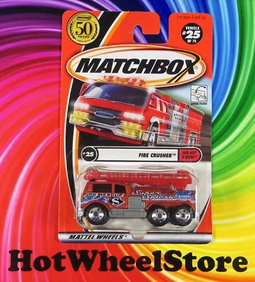 2002 Matchbox  Red    FIRE CRUSHER  Moving Ladder  Card #25     MB2-111224 - Image 1 of 4