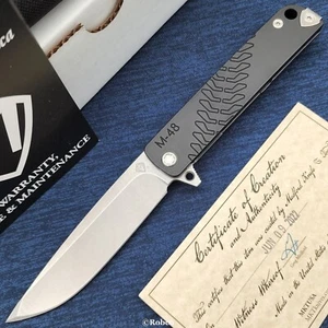 Medford M-48 Tumbled S35VN Plain Blade Black Aluminum & Tumbled Titanium Handle - Picture 1 of 5