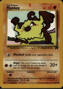 Pokemon TCG WOTC Team Rocket Mankey 61/82 LP/MP - Picture 1 of 2