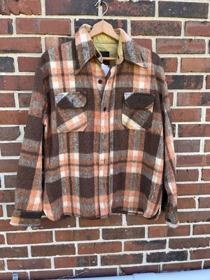Vintage 1960s - 70s  Wool Flannel Shirt Size Mens XL Made in USA - Image 1 of 4