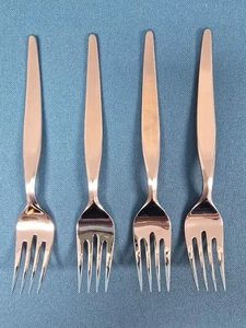 Noritake LINDEN Satin Stainless 18-8 Japan Salad Forks 6 ½” Set of 4 MCM - Picture 1 of 4