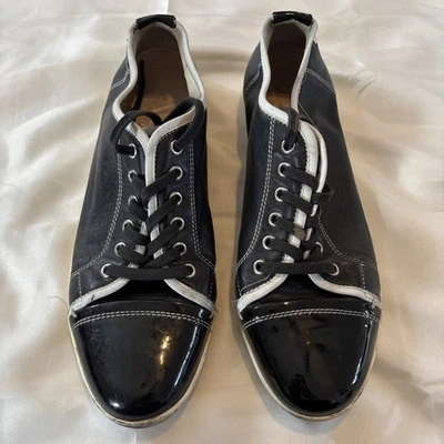 AGL Attilio Giusti Leombruni Sneakers Black Leather White Trim Women Size 9 39.5 - Image 1 of 4