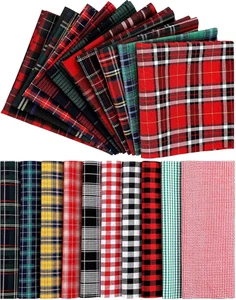 20 Pcs Christmas Plaid Fabric 10.6 Inch Buffalo Plaid Fabric Square Gingham Clot - Picture 1 of 7