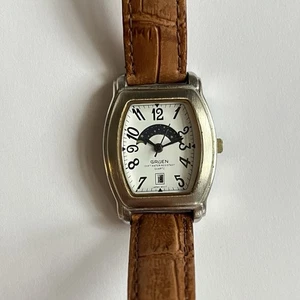 Gruen Moon Phase Calendar Watch White Dial PIM296L-138-PC23 - New Battery - Picture 1 of 22