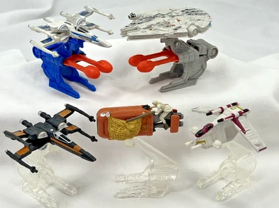 Hot Wheels Star Wars X-Wing Fighter, Millennium Falcon Speeder & Stands Lot of 5 - Image 1 of 4