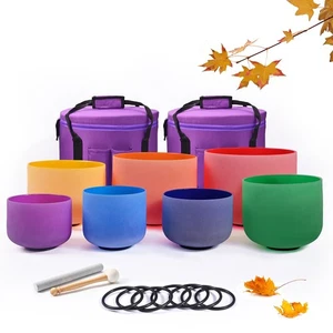 Juego de cuencos para cantar CVNC 432Hz 6"-12" 7 piezas color chakra cristal con estuche sonido curación - Imagen 1 de 6