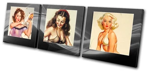 Retro Pin-ups Vintage Girl   CANVAS WALL ART Picture Print VA - Picture 1 of 1
