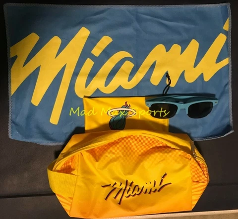 MIAMI HEAT Vice WAVE City COLLECTION On-Court BENCH Towel SUNGLASSES Dwyane Wade Cover