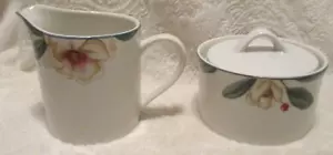 Savannah Grove Collection~Stoneware~Creamer~Sugar Bowl with Lid - Picture 1 of 10