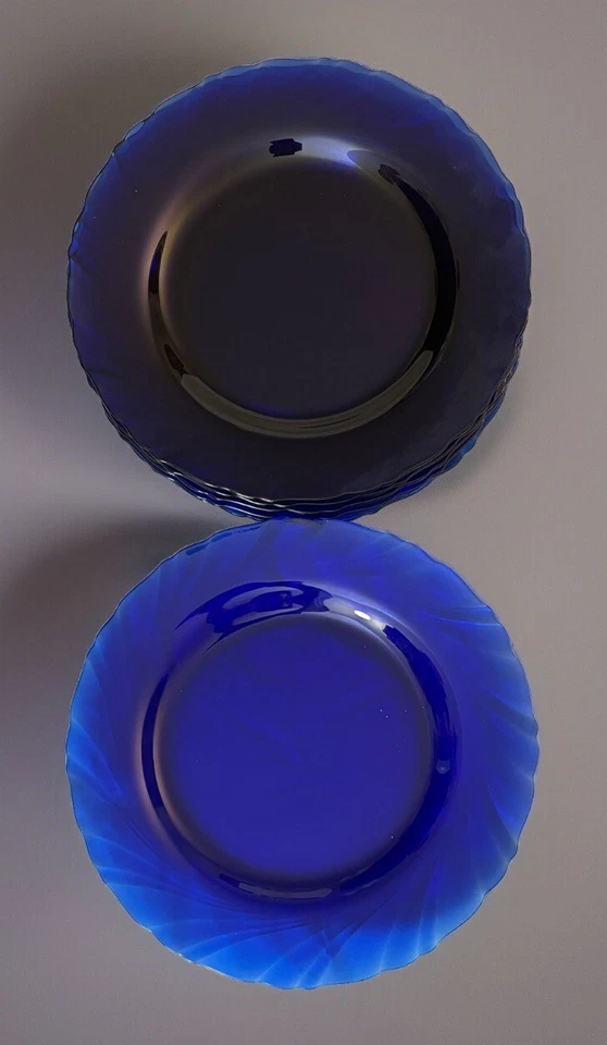 "Juego de 6 placas de remache Vereco Duralex BORMIOLI ROCCO 9"" azul cobalto Francia" Foto 1 de 2