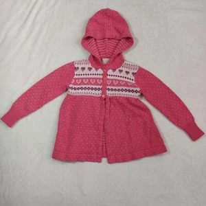 OLD NAVY GIRLS PINK HEART HOODED CARDIGAN SIZE XS - Picture 1 of 8