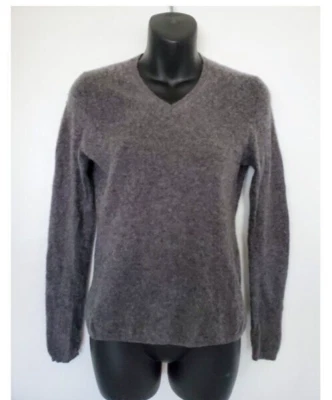 Suéter Only Mine 2 Capas 100% Gris Cachemira Cuello en V Manga Larga Talla S Foto 1 de 4