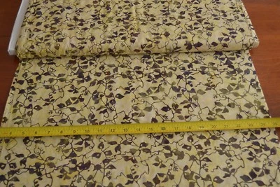 By 1/2 Yd, Brown Vines on Yellow Cotton Batik, Moda/Aloha/Laundry Basket, B410 - Image 1 of 4