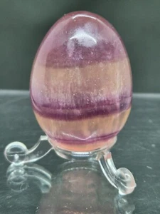 Fluorite Banded Crystal Mineral Egg Carving 54g 40mm China - Picture 1 of 1