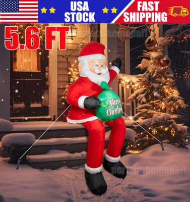 Papá Noel inflable de Navidad de 5,6 pies con luz LED para decoración de patio exterior Foto 1 de 4