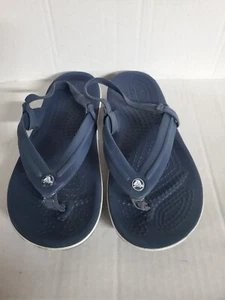 CROCS Flip Flop Youth Size 13 Navy Iconic Comfort Thong Slippers Sandals Unisex - Picture 1 of 6