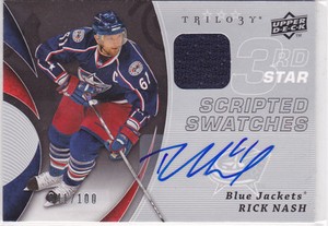 2008-09 Upper Deck Trilogy Scripted Swatches Third Star #3RDRN Rick Nash 41/100