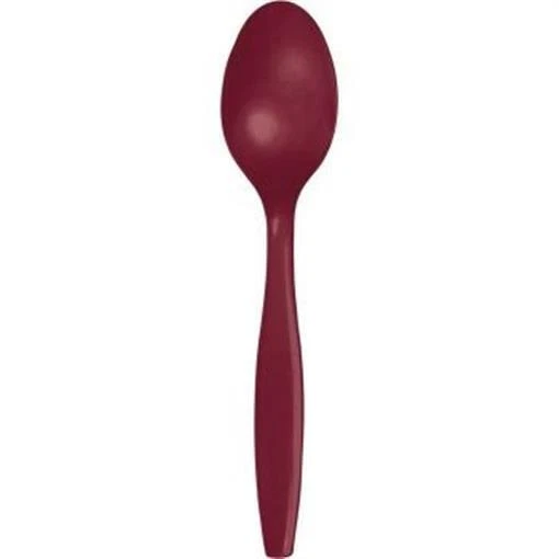Burgundy Heavy Duty Plastic Spoons 24 Per Pack Tableware Party Supplies Decor - Image 1 of 1