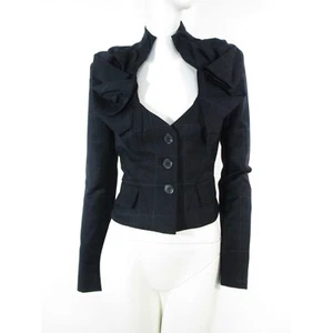 STUNNING WOMENS ALL SAINTS HETA HUNTING JACKET WOOL ORIGAMI BLAZER MIDNIGHT 12 - Picture 1 of 14
