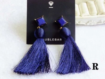 NUEVO Pendientes BaubleBar Azul Piedra Hilo Bola Borla Flecos Foto 1 de 2