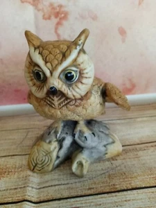Vintage Owl on log Figurine - Picture 1 of 5
