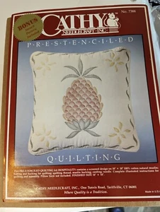 Vintage Cathy Prestenciled Pineapple Quilted Pillow Kit New - Picture 1 of 7