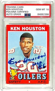 1971 Topps KEN HOUSTON Signed Oilers Rookie Card Auto Graded PSA/DNA 10 Slabbed - Picture 1 of 3