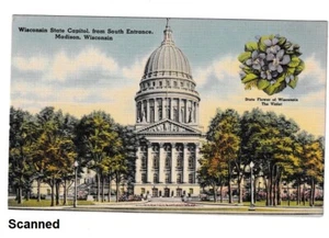 WI Postcard Wisconsin State Capitol South Entrance Violet Vintage Postcard - Picture 1 of 2