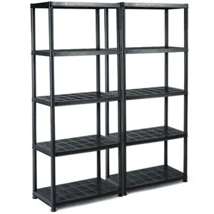2 PCS 5 Tier Ventilated Shelving Storage Rack Free Standing Multi-Use Shelf Unit - Picture 1 of 10