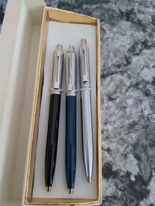 Sheaffer's ball point three pen set white, blue, black, silver - Picture 1 of 3