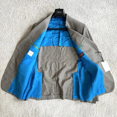 Paul Smith Wool Cashmere Tan Brown Windowpane Check Sport Coat 44R NWT Blazer - Image 1 of 4