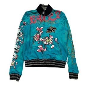 Ed Hardy Christian Audigier Buzz Kill Full Zip Track Jacket Women's Small Y2K - Picture 1 of 16