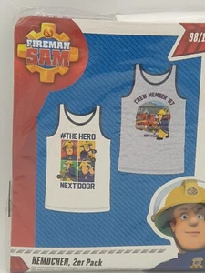 *NEU* 2er Jungen Unterhemden Feuerwehrmann Sam Kinder Unterwäsche 98/104 122/128 - Bild 1 von 3