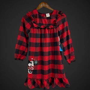 Minnie Mouse Nightgown Disney Store Red Black Plaid NWT Girls 9/10 - Picture 1 of 7
