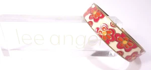 Lee Angel Vintage Women's Brass Enamel Red White Flower Cuff Bracelet NWT 200 - Picture 1 of 20