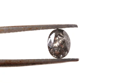 0.89Ct Natural Clear Black Salt & Pepper Oval Shape Loose Diamond 6.20mm DB63 - Image 1 of 4
