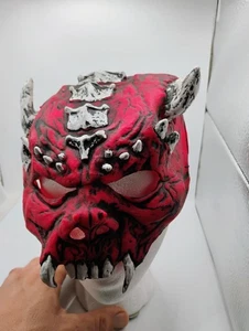 Halloween Mask Demon Mask Red With Horns - Picture 1 of 6