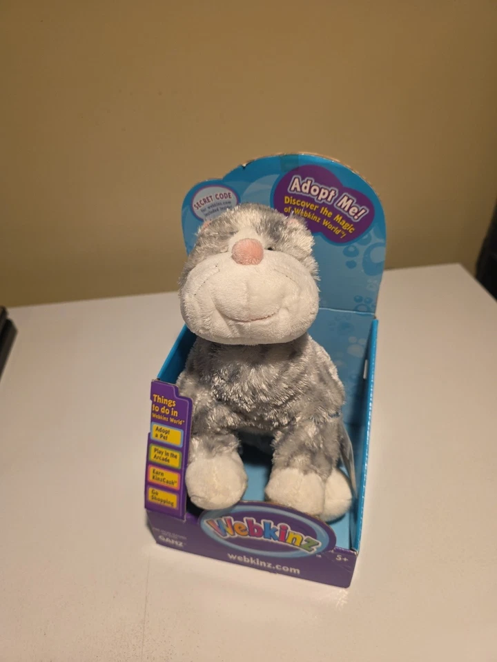 Ganz Webkinz Sterling Gray Stripe Cheeky Cat Plush Stuffed Animal NEW IN BOX  - Image 1 of 4