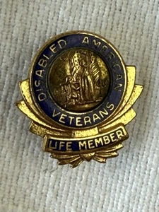 Vintage Disabled American Veterans Life Member Lapel Pin - Imagen 1 de 3