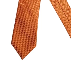 Tie Bar Silk Tie Men’s Long 62.5” Rustic Orange Woven Textured Designer Skinny - Picture 1 of 4