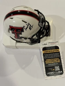 JSA COA JOEY MCGUIRE signed handsigniert Texas Tech Football Mini Helm - Bild 1 von 2