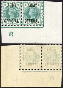 1/2d Blue Green Jubilee ARMY OFFICIAL Control R Pair U/M Cat 300 as m/m single - Picture 1 of 1
