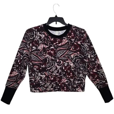 Moletom Joie Caleigh estampa floral paisley tamanho P gola redonda cropped roxo quadrado - Imagem 1 de 4