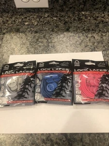 3x Lock Schnürsenkel Set (one size fits all) kein Binden leicht neu - grau blau rosa - Bild 1 von 5