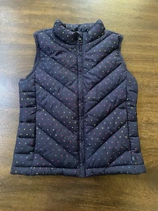Gap Kids Puffer Vest S Blue Polka Metallic Dot Zip ColdControl Polyester Filled - Picture 1 of 10