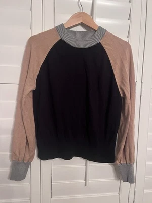 Suéter Monrow Color Block Negro Desnudo Gris Suéter Talla M Foto 1 de 2