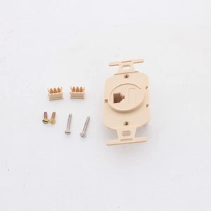Leviton Ivory Wallplate 110-Type Telephone 8-Wire T568B Cat 3 WECO 41058-IDA - Photo 1/4