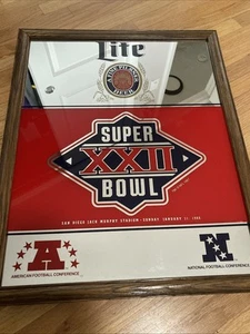 1988 Miller Lite Super Bowl XXII Advertising Mirror 21 in by 17 in - Picture 1 of 5
